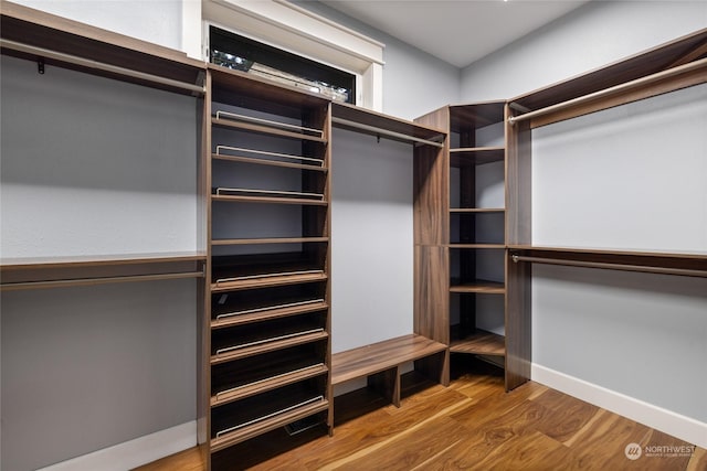 spacious closet with wood-type flooring