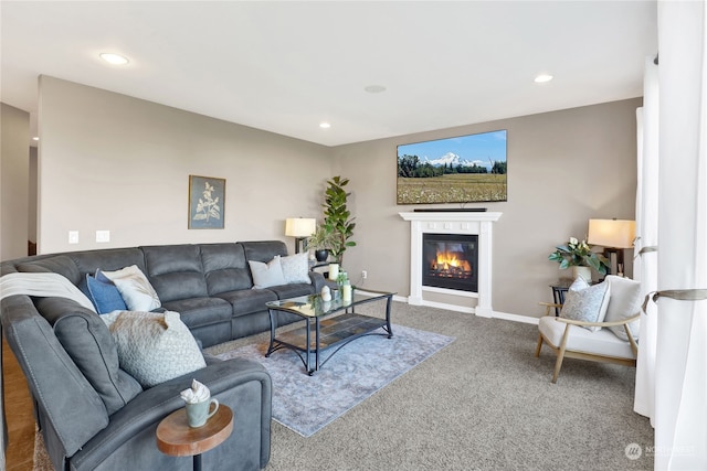 living room featuring carpet floors