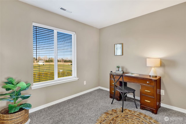 office featuring light carpet