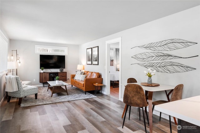 living room with wood-type flooring