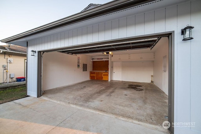 garage with electric panel