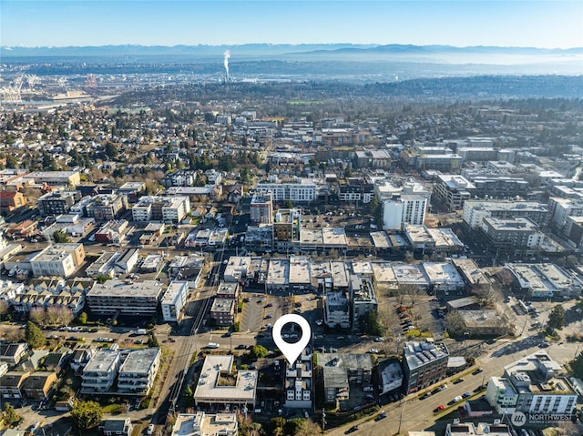 bird's eye view with a mountain view