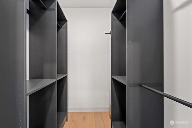 walk in closet featuring wood-type flooring