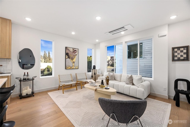 living room featuring light hardwood / wood-style flooring