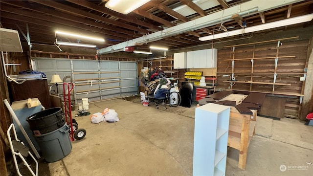 garage with a garage door opener