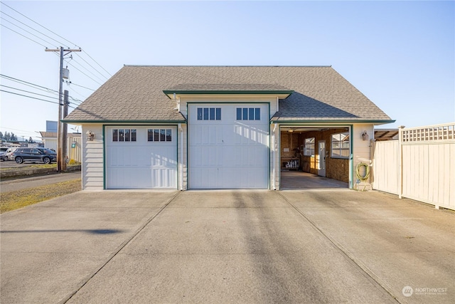 view of garage