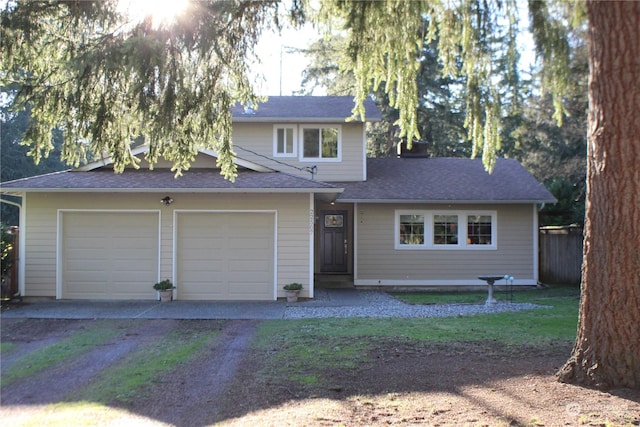 view of front facade featuring a garage