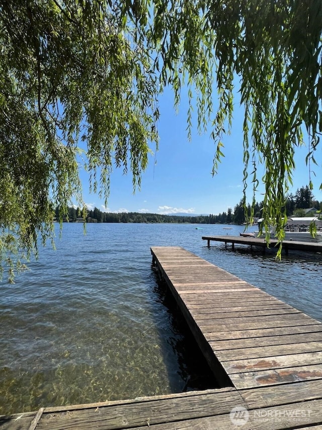 view of dock featuring a water view