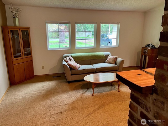 22507 SE 304th Pl, Black Diamond, WA 98010 - carpeted living room featuring a textured ceiling and baseboards