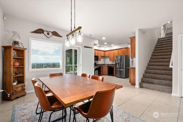 view of tiled dining room
