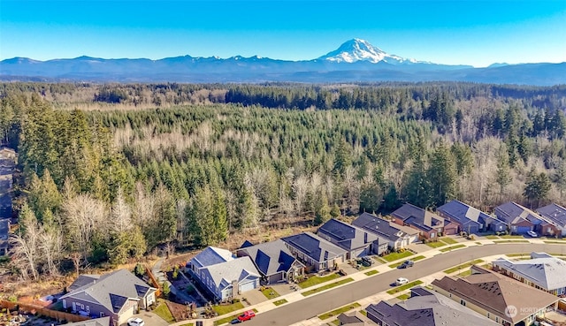 birds eye view of property with a mountain view