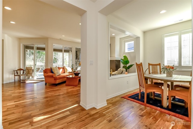 dining area featuring light hardwood / wood-style flooring