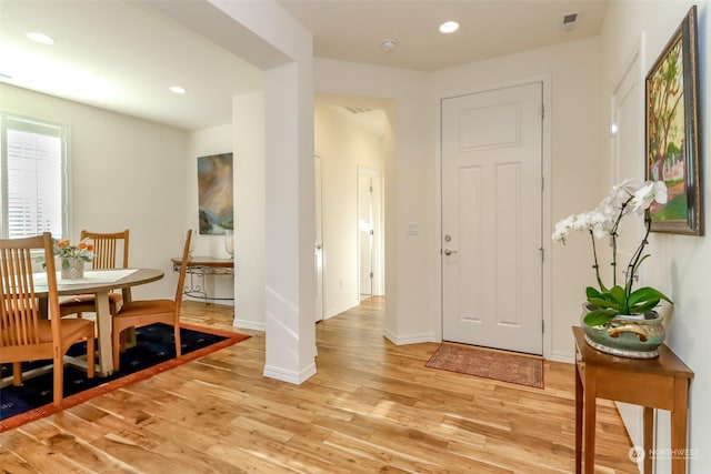 entrance foyer with light hardwood / wood-style flooring