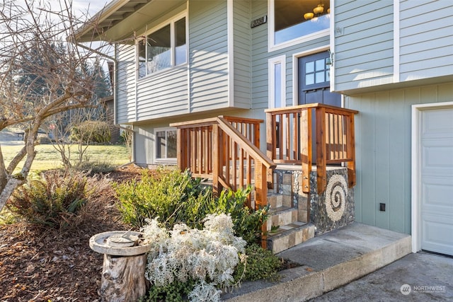 entrance to property with a garage