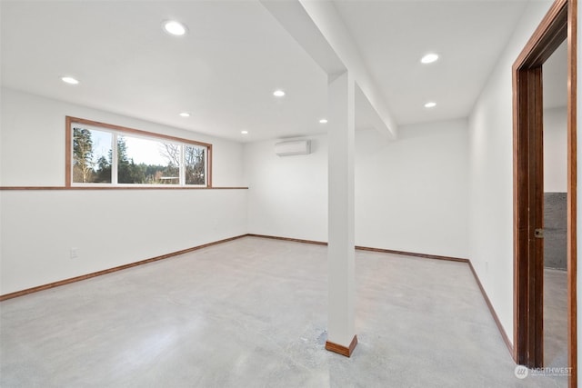 basement featuring a wall unit AC