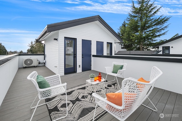 wooden deck with ac unit