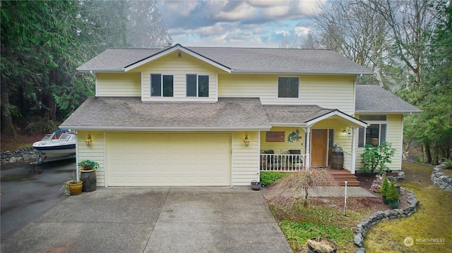 view of front property with a garage