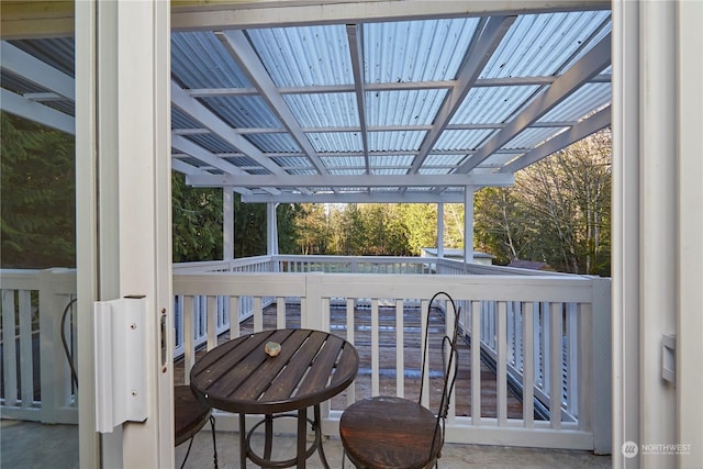 wooden terrace featuring a pergola