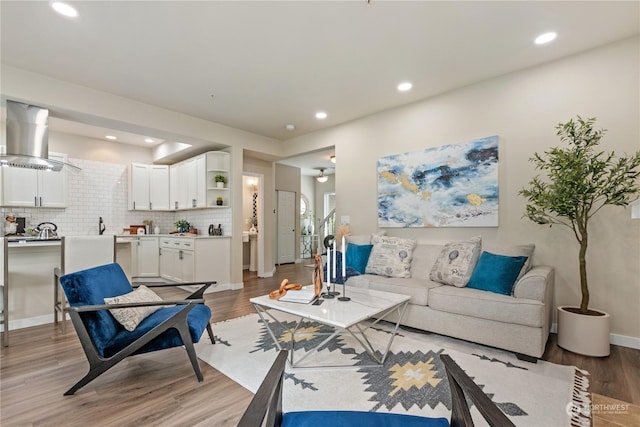 living room featuring light hardwood / wood-style flooring