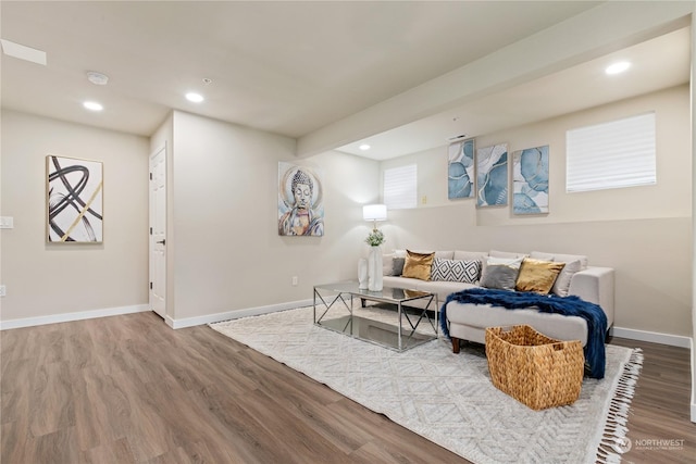 living area featuring hardwood / wood-style flooring