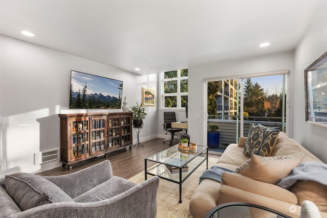 living room with hardwood / wood-style floors