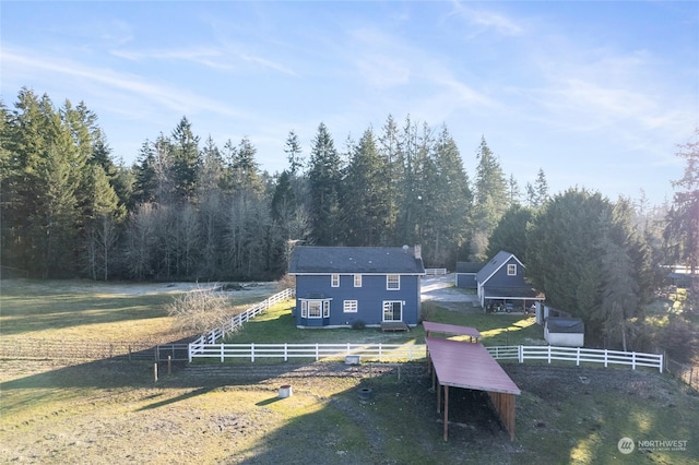 exterior space featuring a rural view