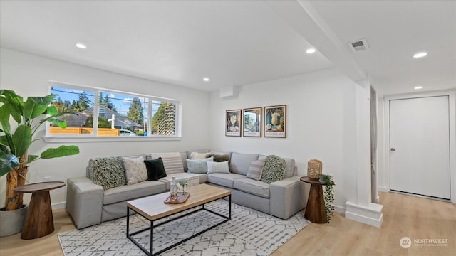 living room featuring light hardwood / wood-style floors