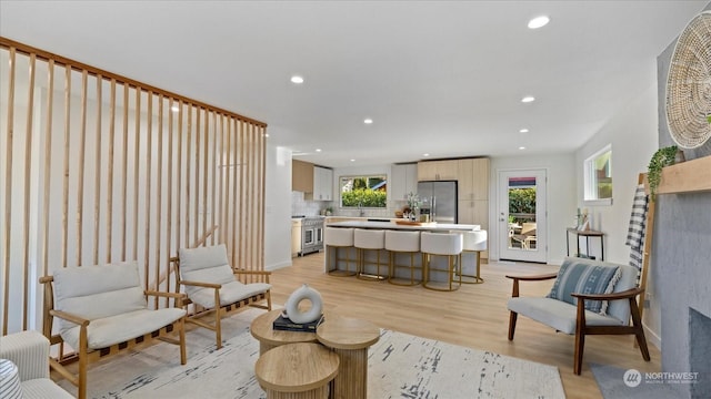 living room featuring light hardwood / wood-style floors