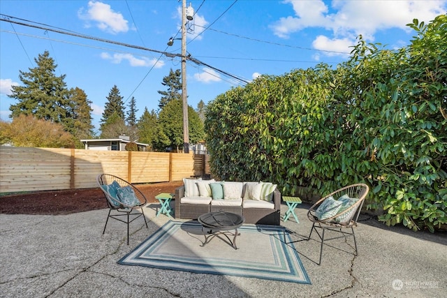 view of patio / terrace featuring an outdoor living space