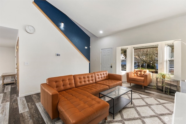 living room with hardwood / wood-style flooring