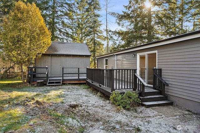 view of yard with a wooden deck