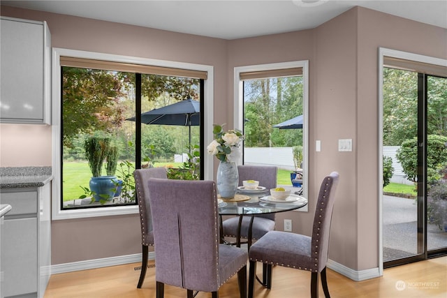 dining area featuring light hardwood / wood-style flooring