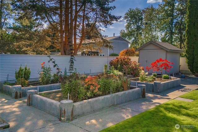 exterior space with a storage unit