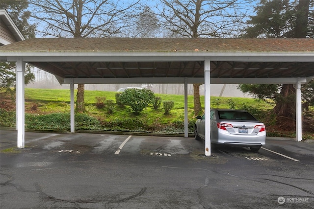 view of parking with a carport