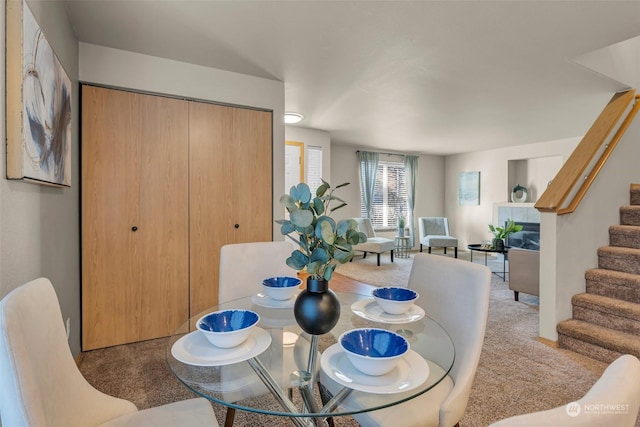 dining area with carpet floors