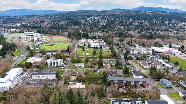 bird's eye view with a mountain view