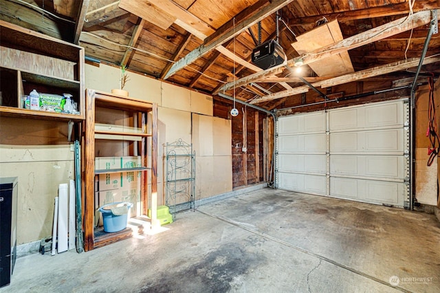 garage with a garage door opener