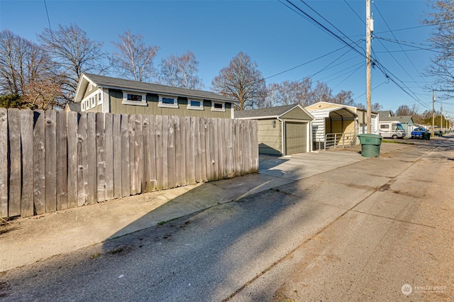 exterior space featuring a carport