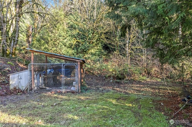 view of yard featuring an outbuilding