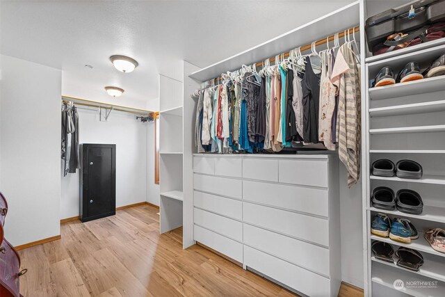 walk in closet featuring light wood-type flooring