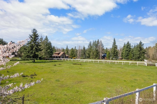 view of yard with a rural view