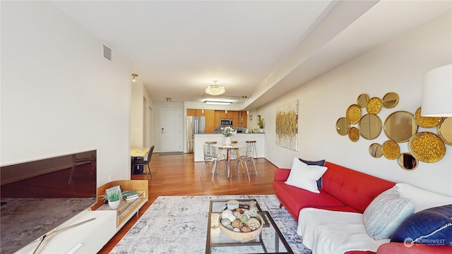 living room with hardwood / wood-style floors