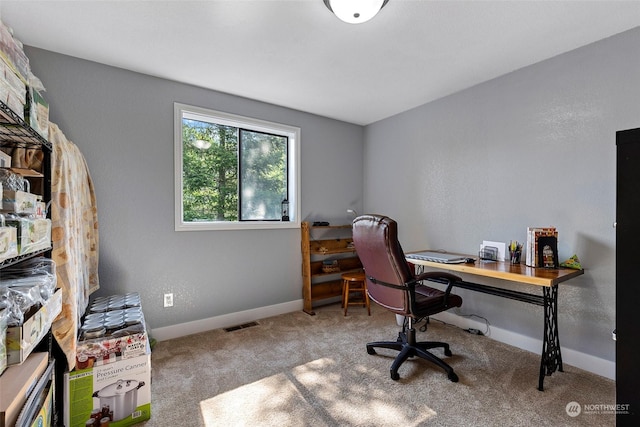 office area with light carpet