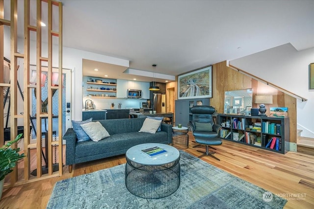 living room featuring wood-type flooring