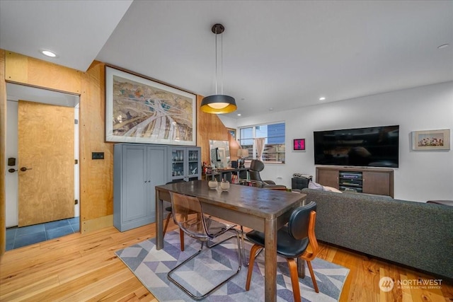 dining area with light wood-type flooring