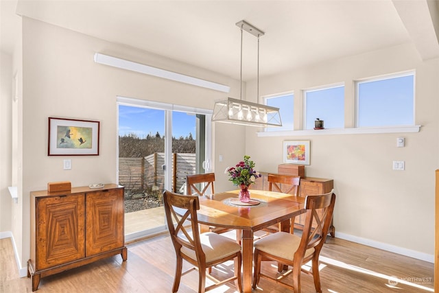 dining space with light wood-type flooring