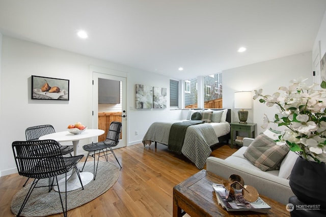 bedroom featuring light hardwood / wood-style floors