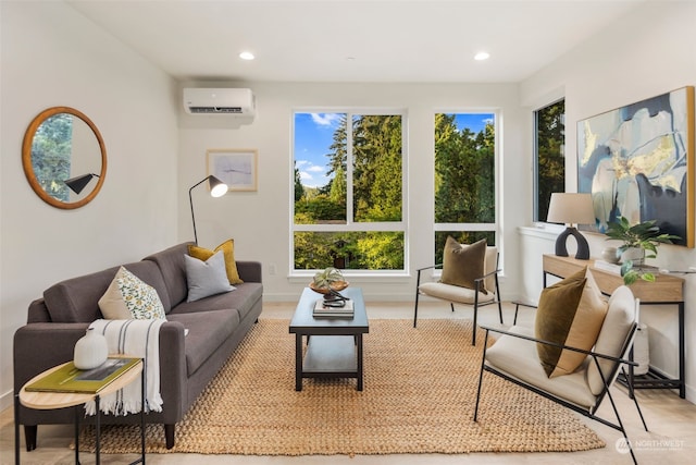 living room featuring a wall mounted AC