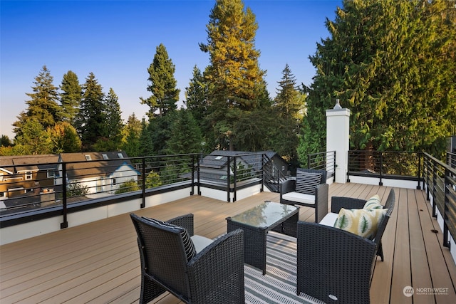 deck with an outdoor hangout area