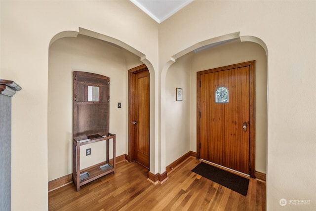 entrance foyer featuring wood-type flooring